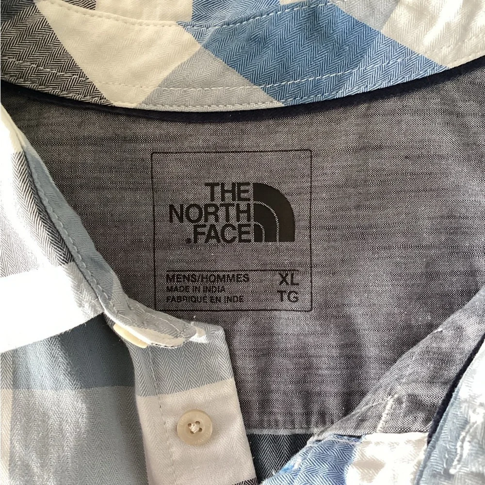 The North Face Shirt Mens  XL Blue Check Short Sleeve Button Up Pocket